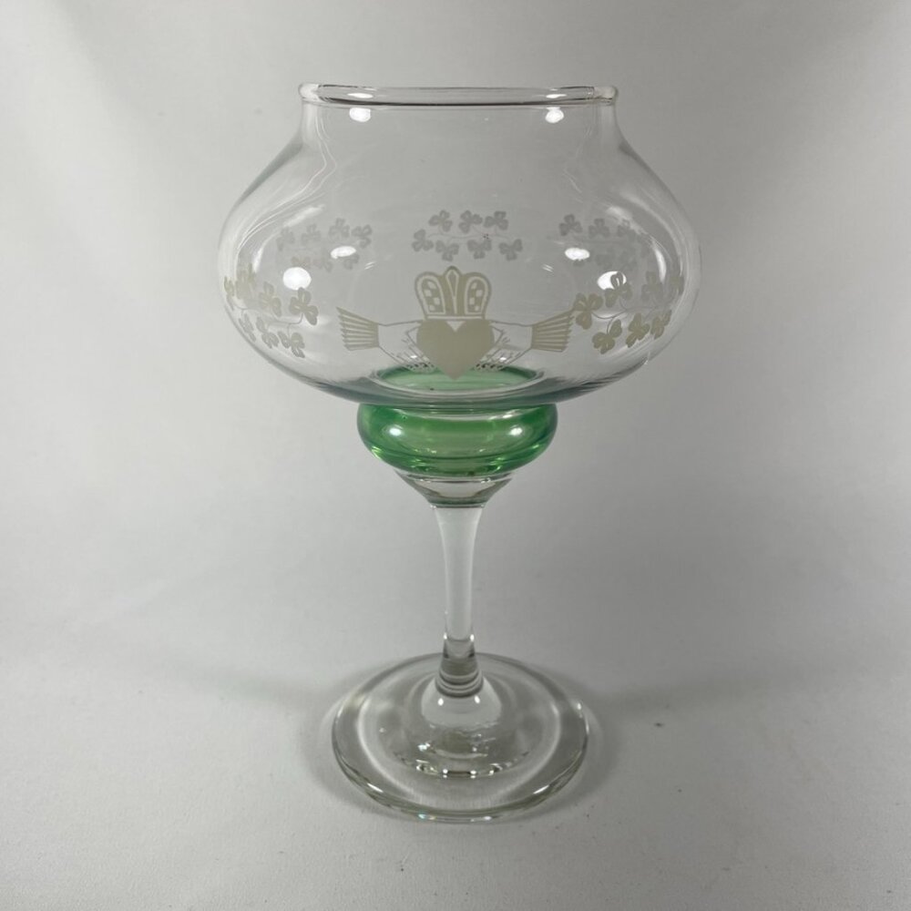 RARE, Eamon IRISH Glass Shamrock Claddagh Votive Candle Holder